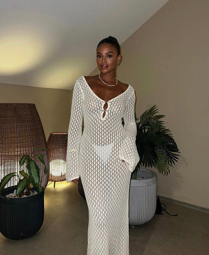 Eyelet Knit Maxi Dress