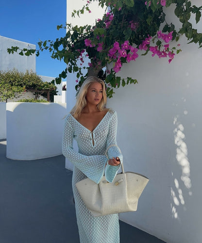 Eyelet Knit Maxi Dress
