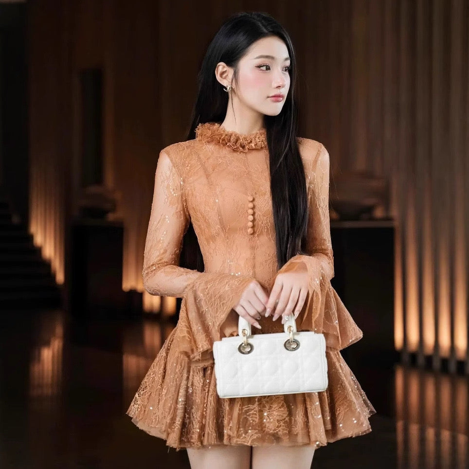 Embroidered Flared Mini Dress
