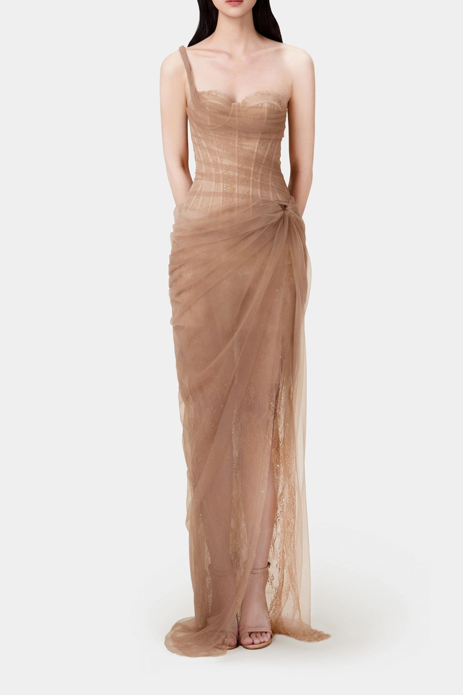 MARA BROWN LACE CORSET DRESS