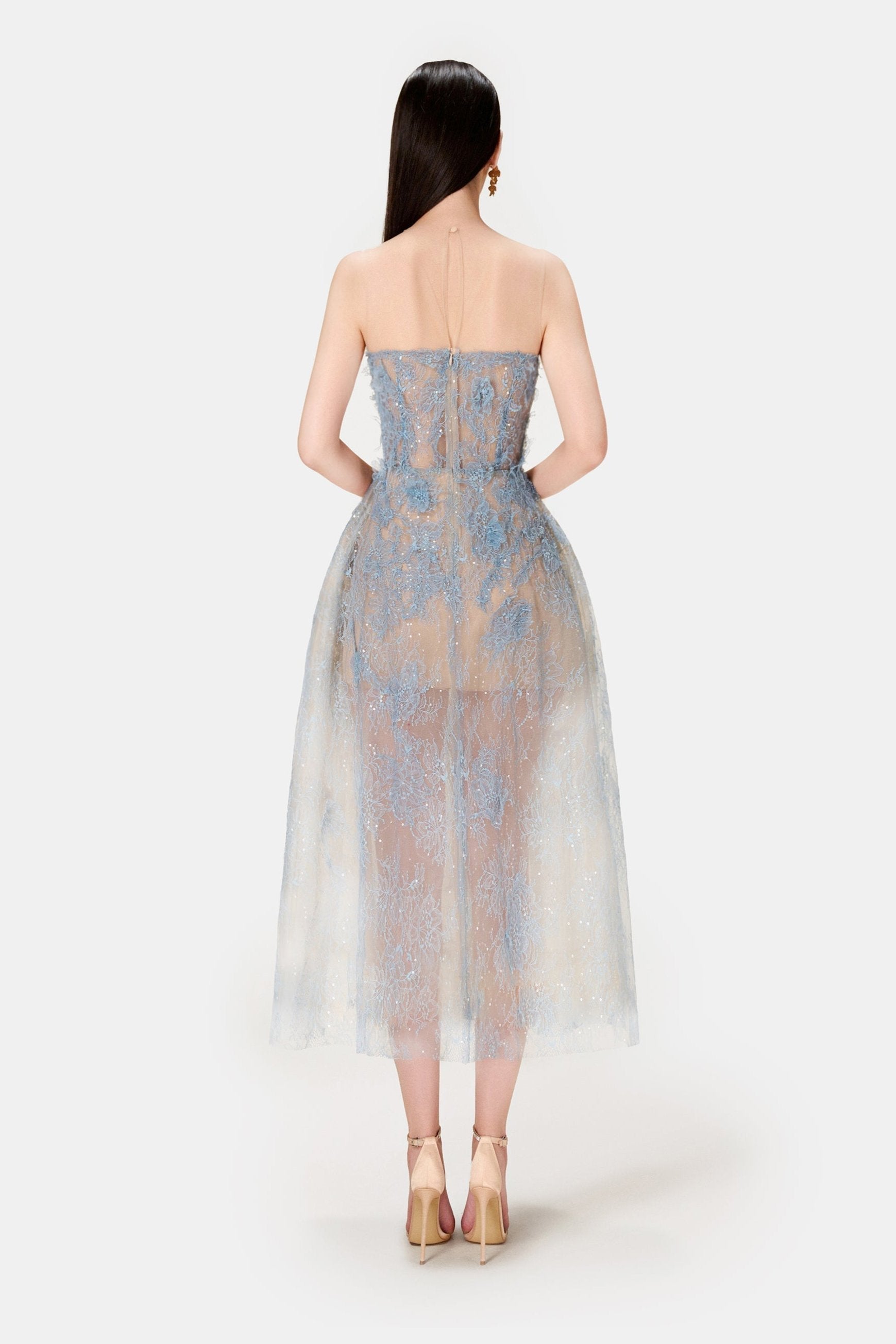 BLUE BEADED LACE DRESS