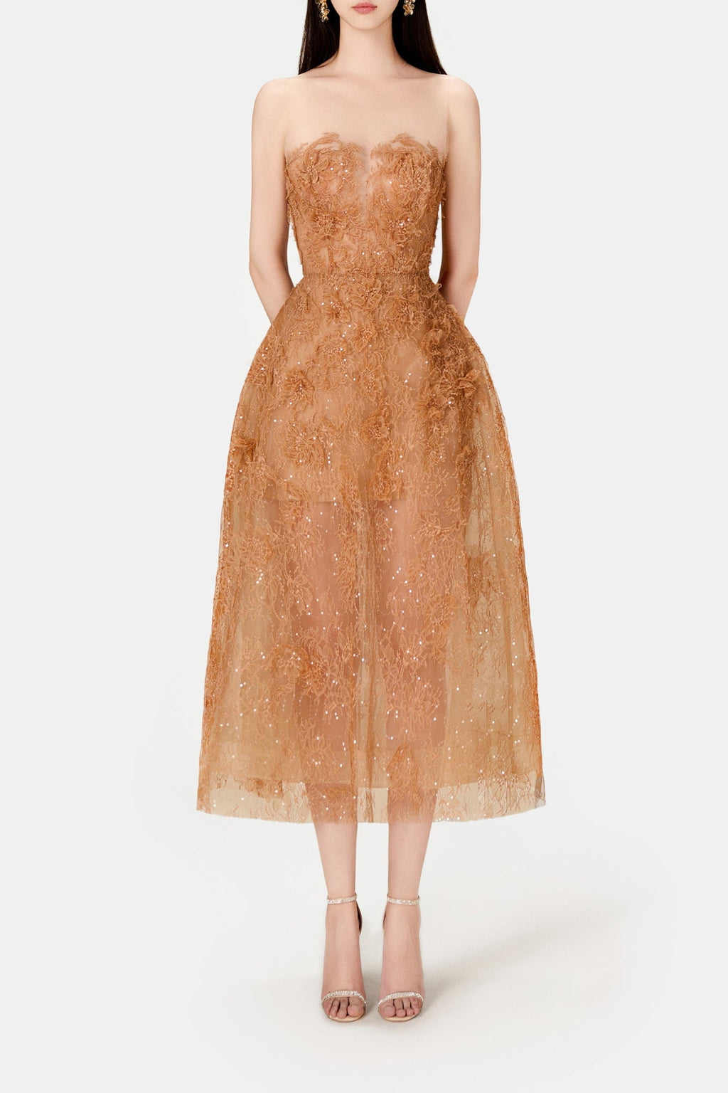 HONEY BEADED LACE Midi DRESS