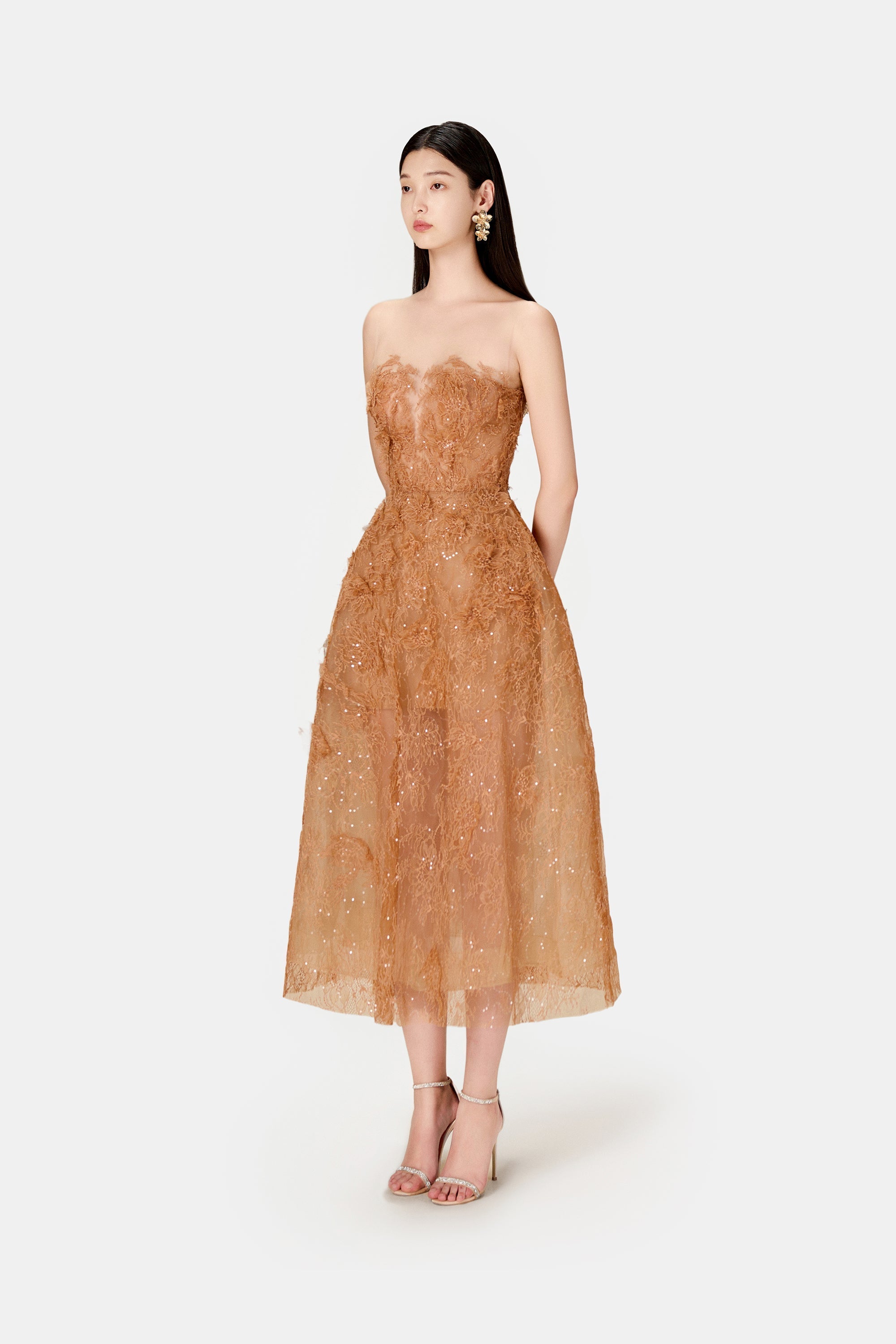 HONEY BEADED LACE Midi DRESS
