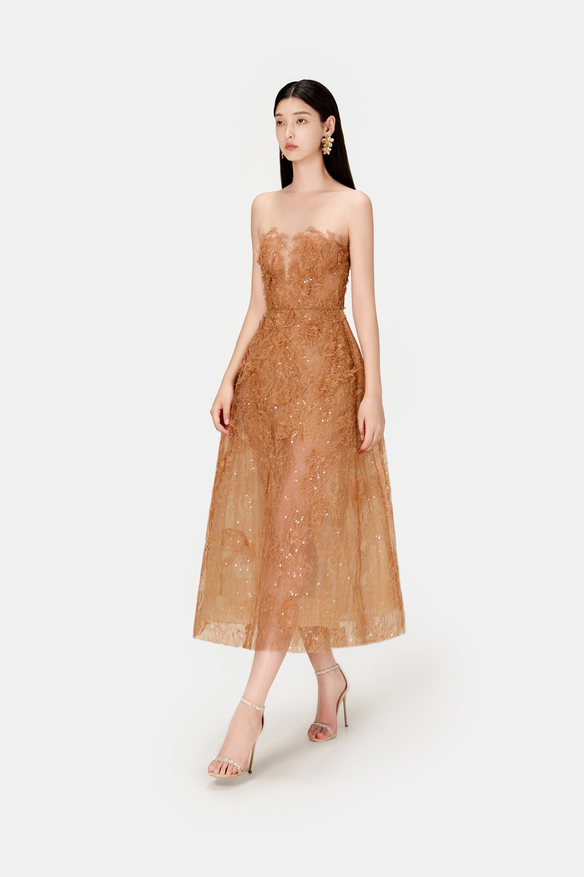 HONEY BEADED LACE Midi DRESS