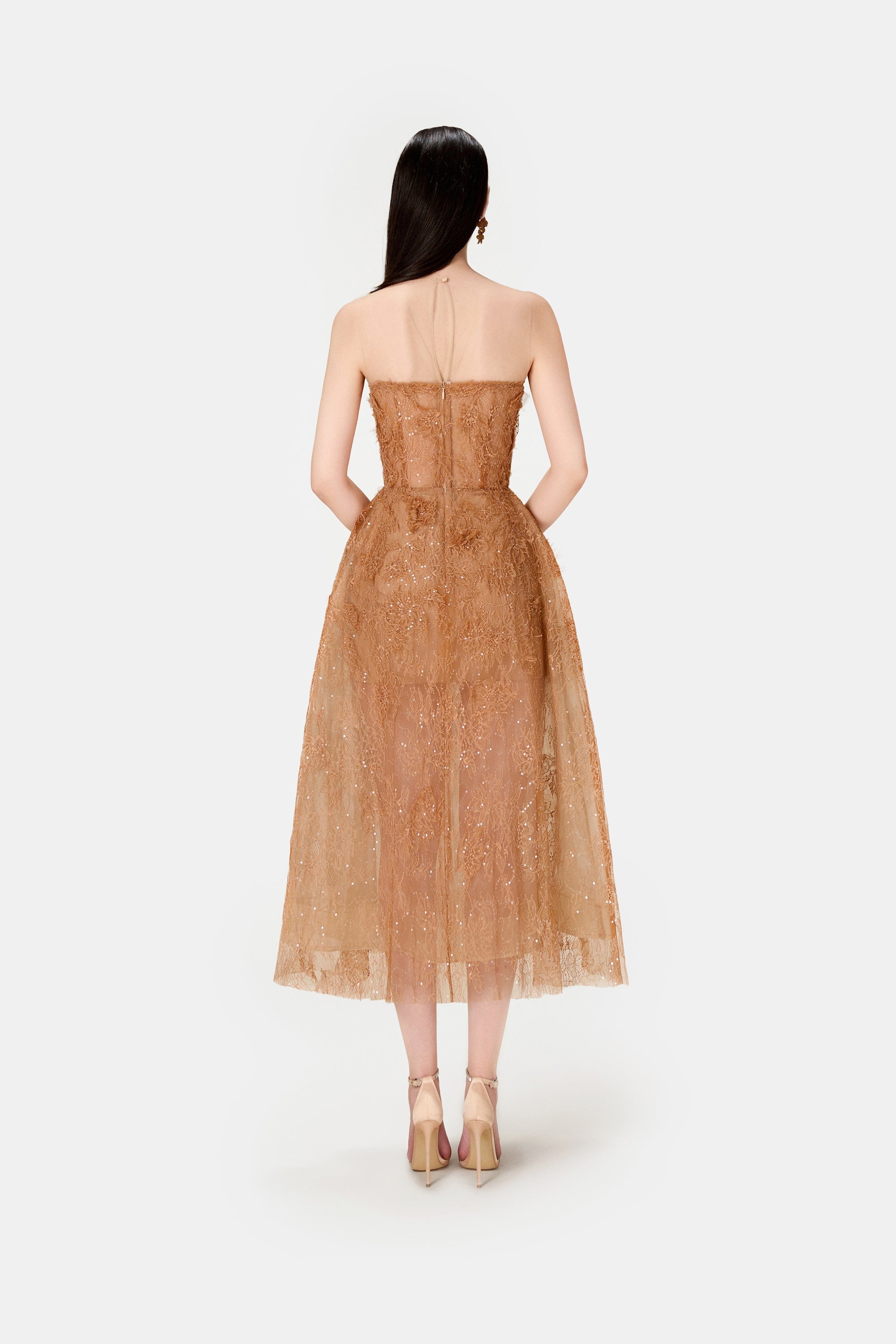 HONEY BEADED LACE Midi DRESS