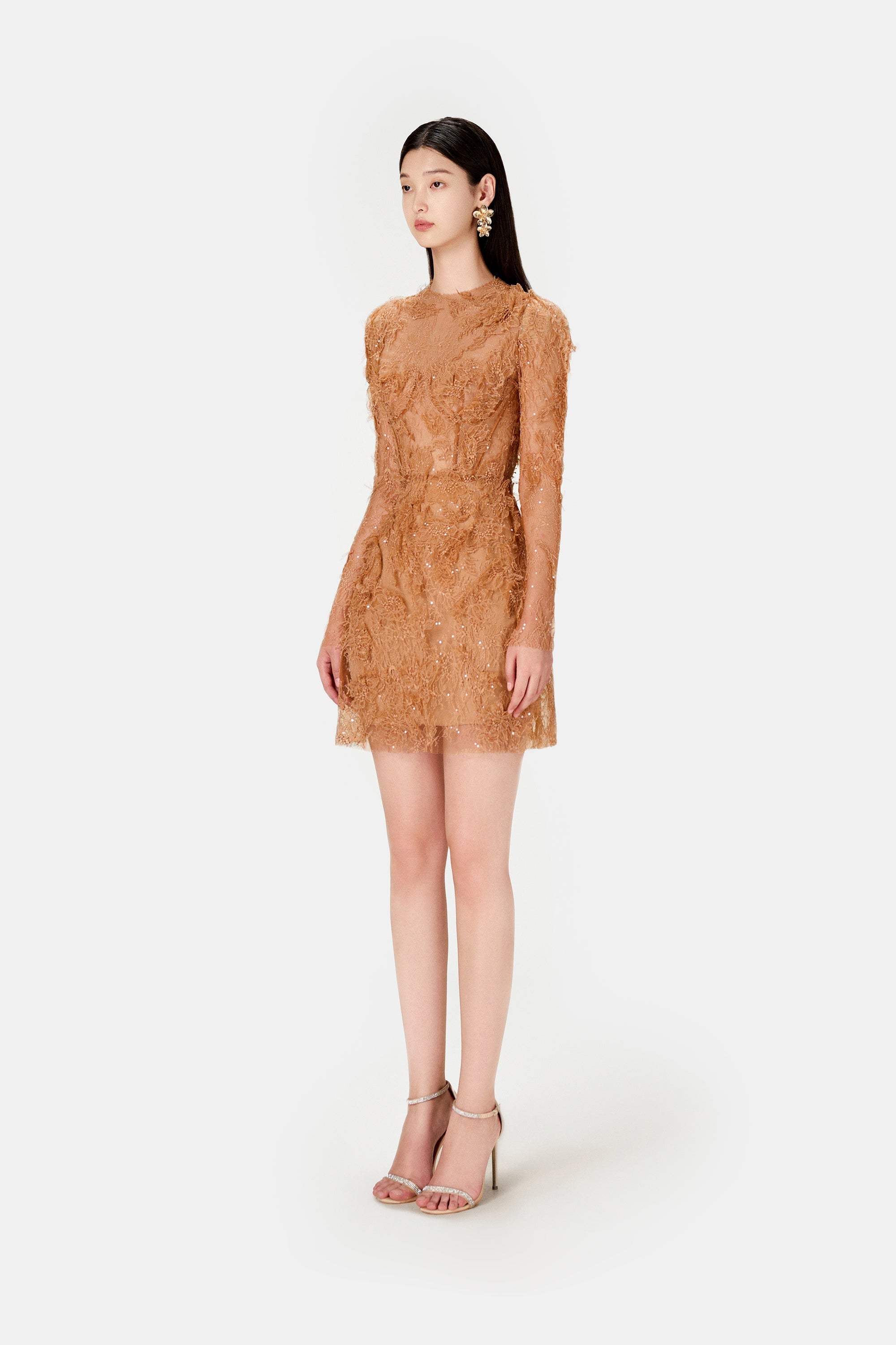 HONEY BEADED LACE MINI DRESS