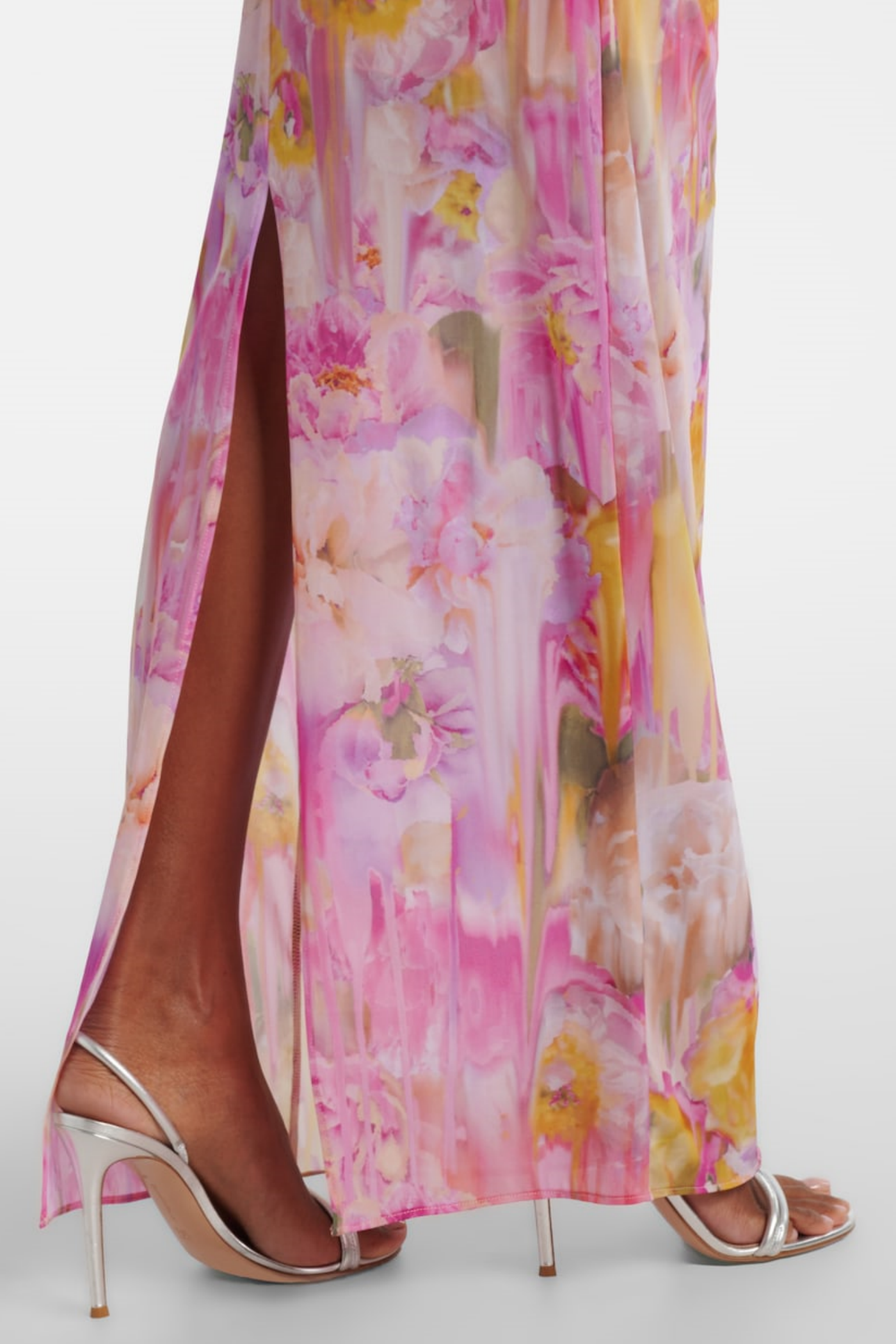 Floral Appliqué Print Maxi Dress