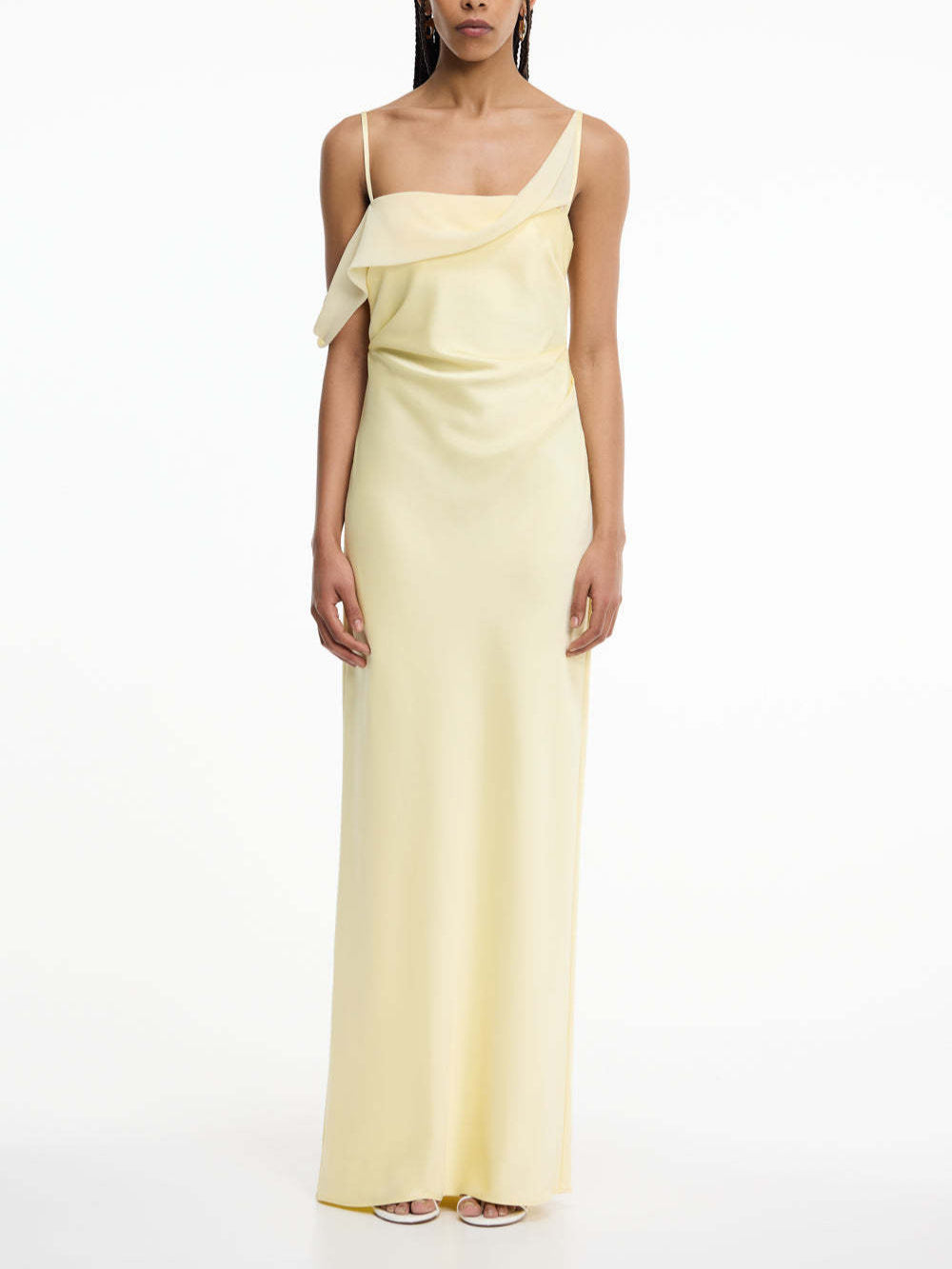 yellow Satin Fashion Sexy Slim Slip Dress