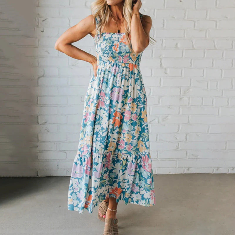 blue Print Slip maxi Dress
