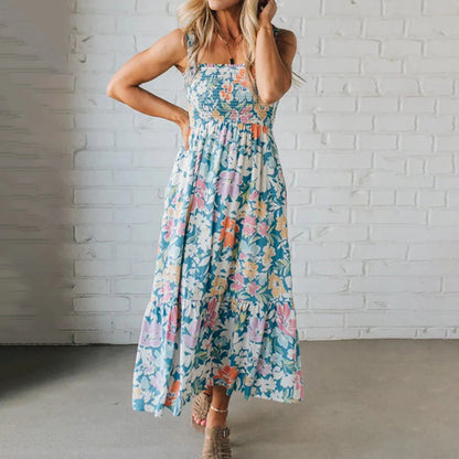 blue Print Slip maxi Dress