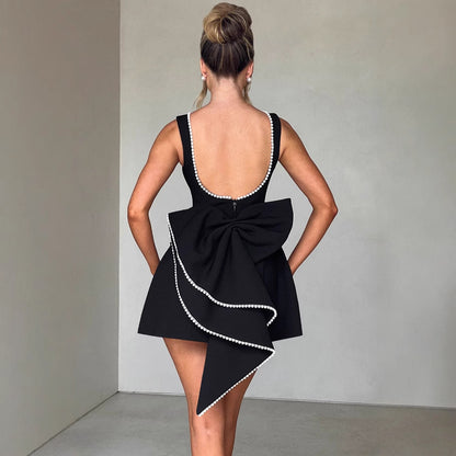 penny black Pearl bow short A-line mini dress