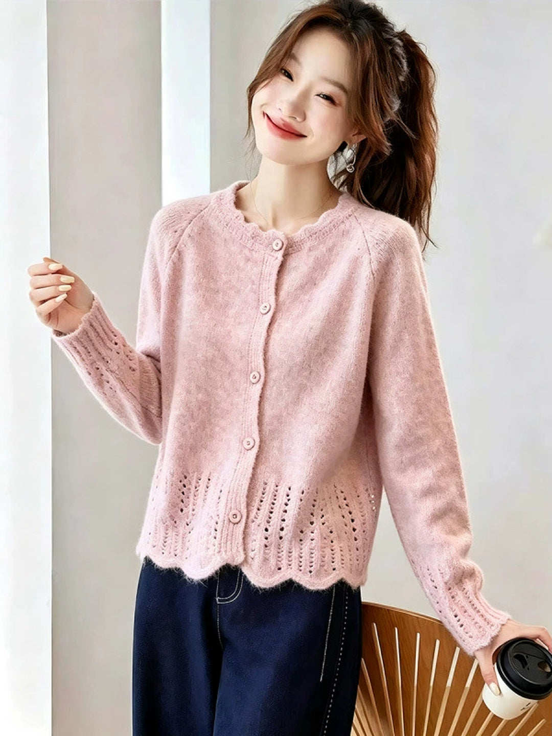 Handmade lace collar cardigan
