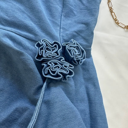 three-dimensional decorative flower slip dress