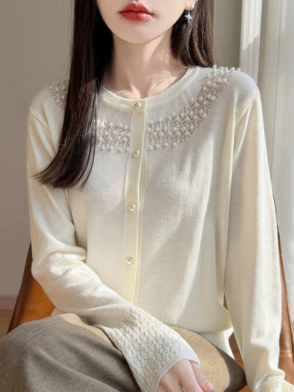 New Round-neck Beaded Cardigan