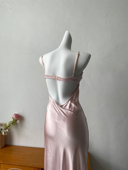 pink backless maxi dress