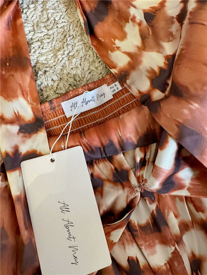 Halter V-Neck Tie Dye Wide Leg Pocket Jumpsuit