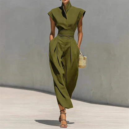 green sleeveless waist maxi dress