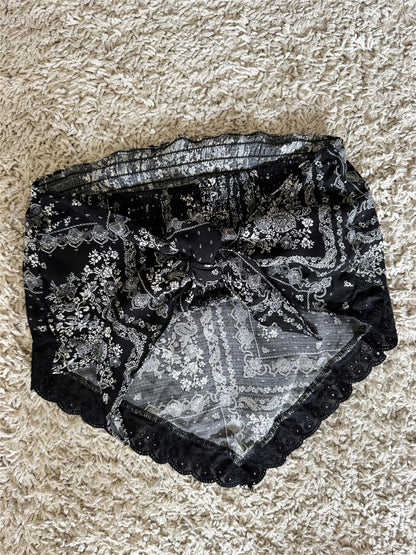 paisley print pleated irregular strapless top
