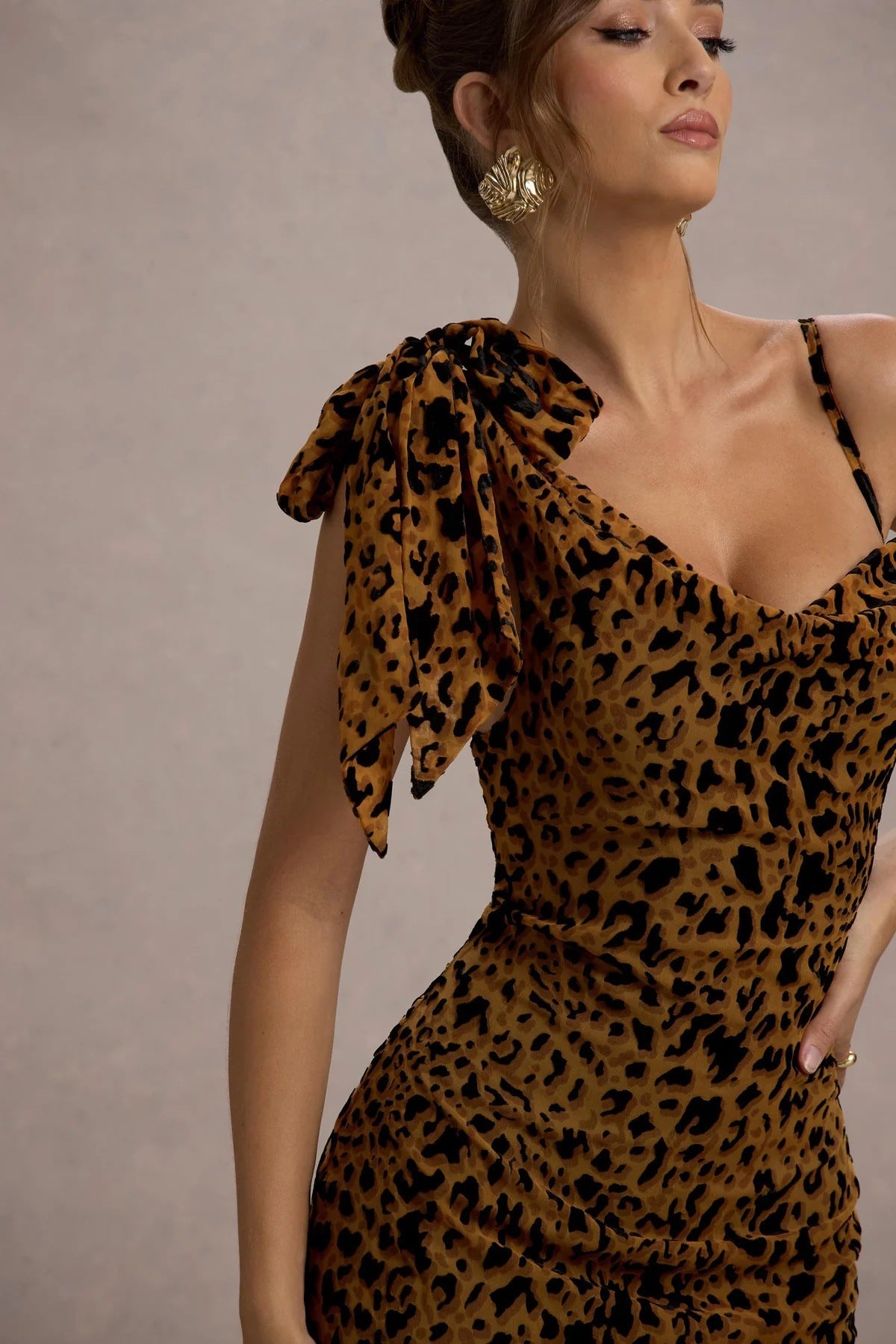 Leopard print slip maxi dress
