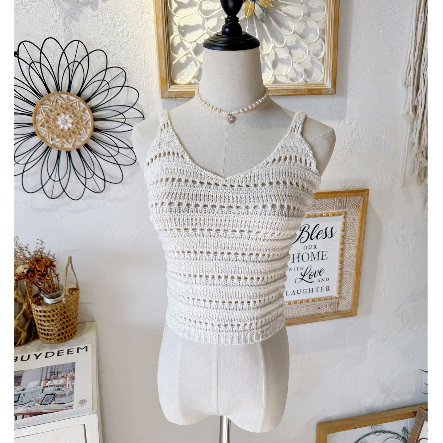 Buckle Woven Cropped Suspender Top