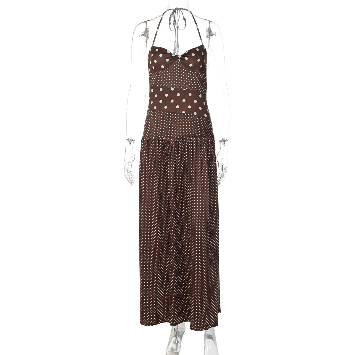 polka dot halter neck dress