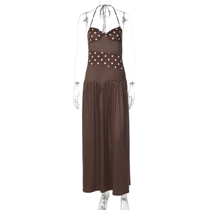polka dot halter neck dress