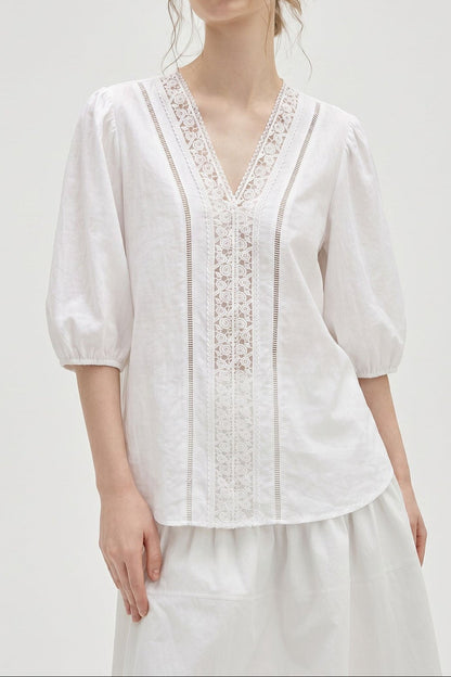 V-neck lace-trimmed shirt