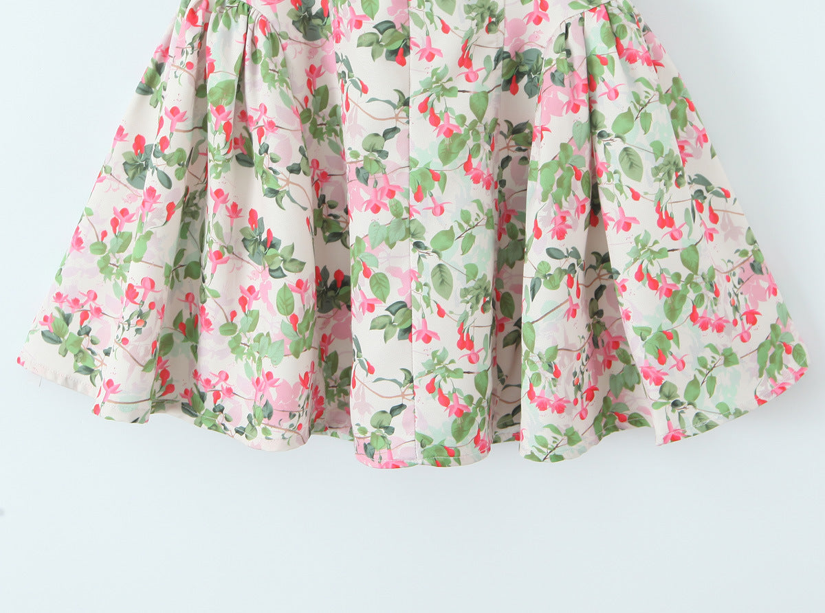 Plunge Neck Floral Mini Dress