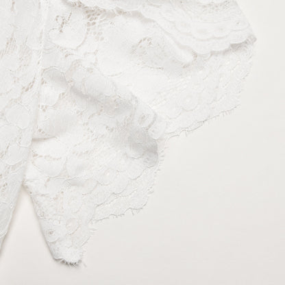 White Floral Lace Midi Dress Premium Fabric - product view 2