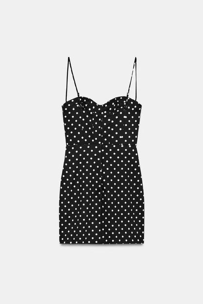 black Polka Dot Spaghetti Strap Dress