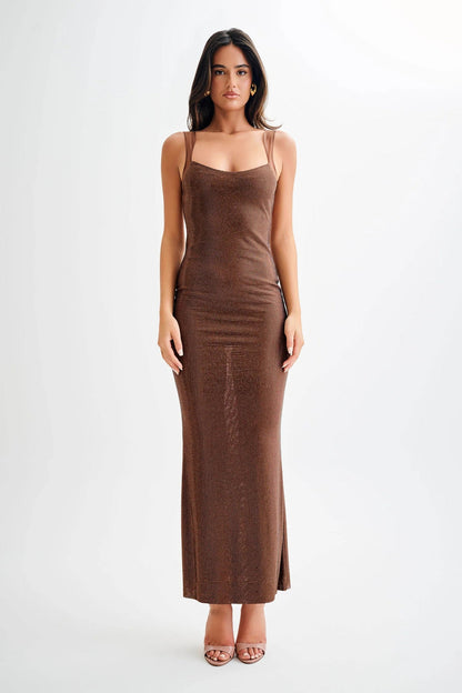 Hot Diamond Hip Skirt Open Back Dress