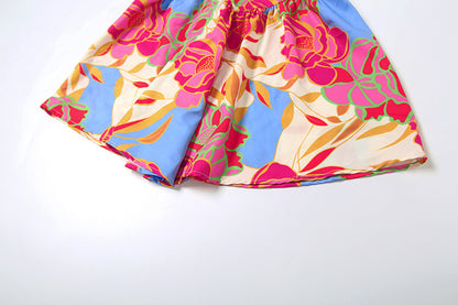 Strapless backless floral printed mini dress