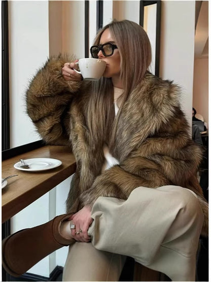 lapel imitation fur jackets