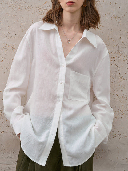 Lightweight linen long-sleeved shirt for summer