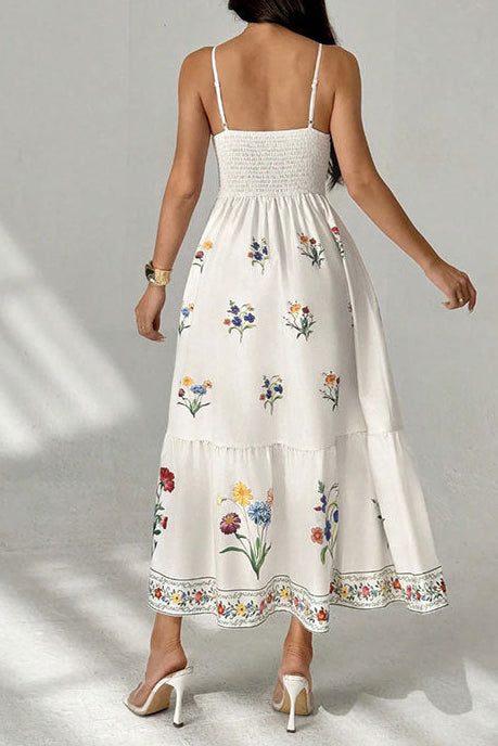 kelly Bohemian floral prints strap midi dress
