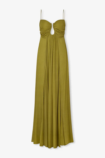 vicky green Spaghetti strap U-shaped maxi dress