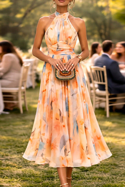 floral print Halterneck maxi Dress