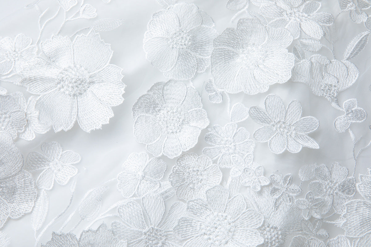 georgia 3d Floral Lace mini Dress in white