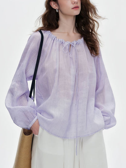Loose-fitting Tencel Ramie Long-sleeved Shirt