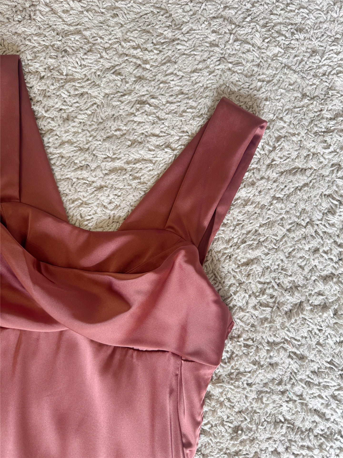 Resort gloss satin silky kink wide strap dress
