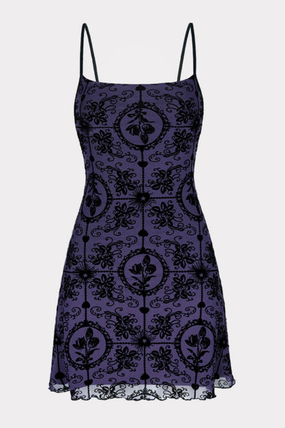 one-collar suspender stretch mesh dress