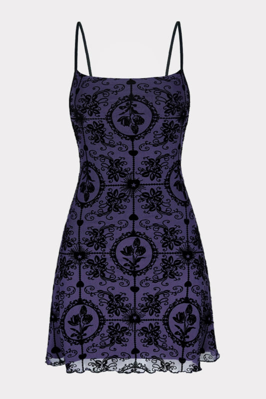 one-collar suspender stretch mesh dress