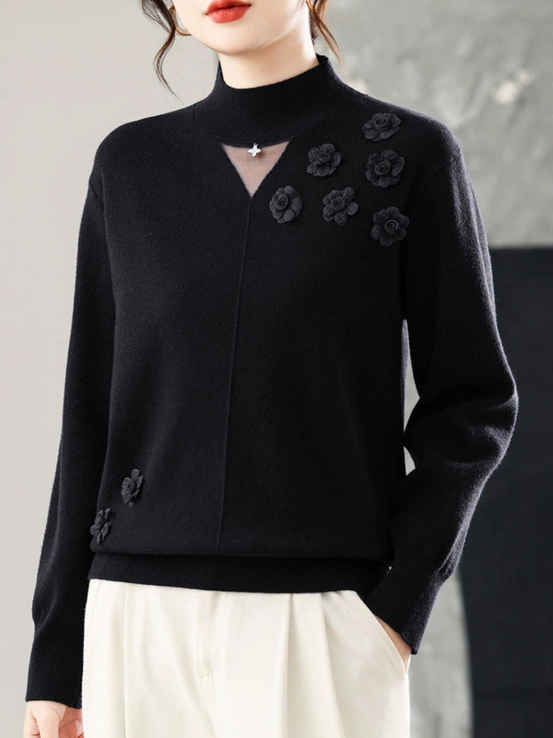 New Mock-neck Knit Sweater