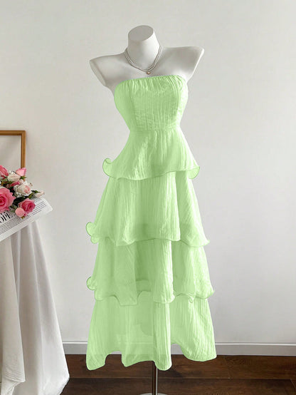 kate Strapless ruffled cake midi dress