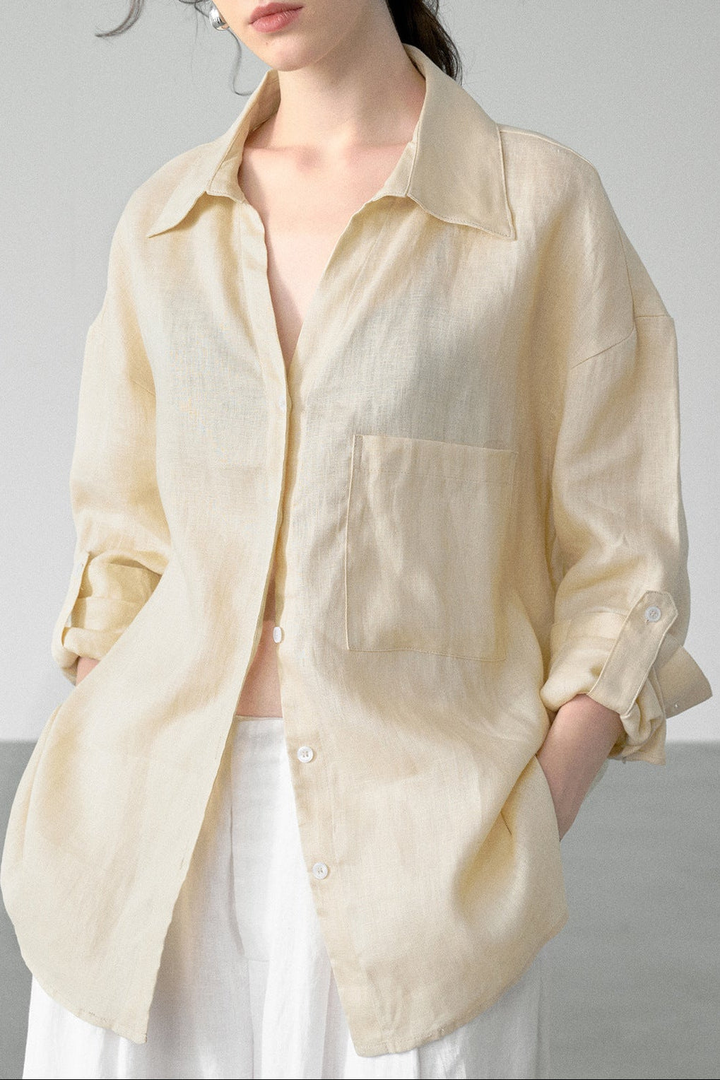 Lightweight linen long-sleeved shirt for summer