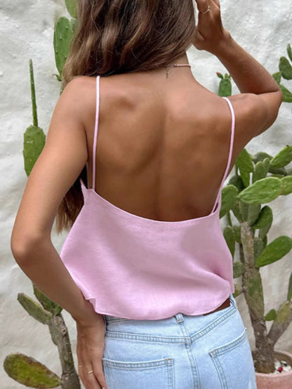 cotton linen strap vest