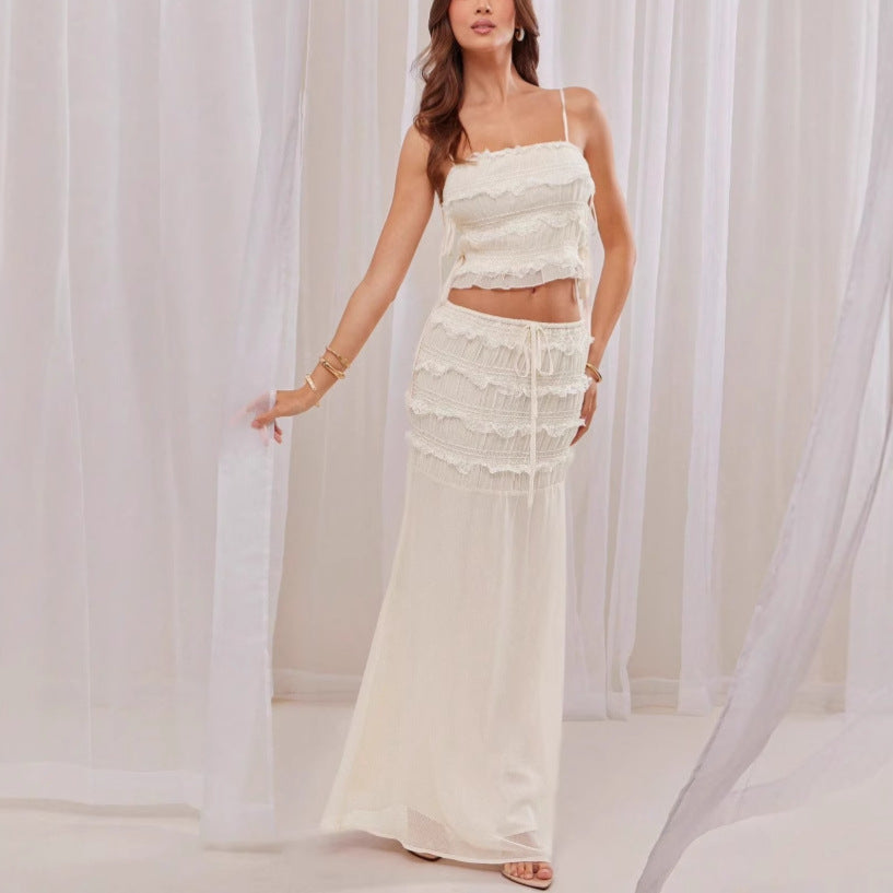 white lace two-piece set