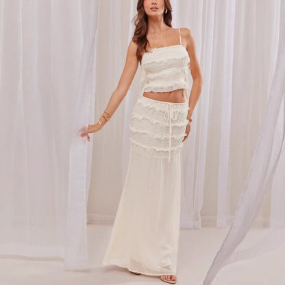 white lace two-piece set