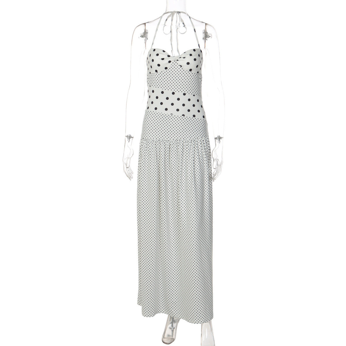 polka dot halter neck dress