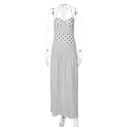 polka dot halter neck dress